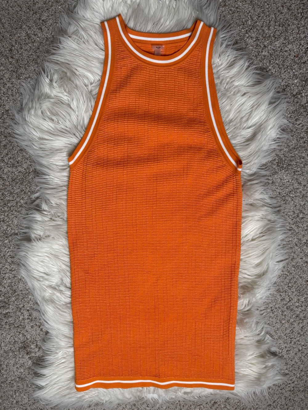 PQ Swim Orange Knit Tank Dress with White Trim